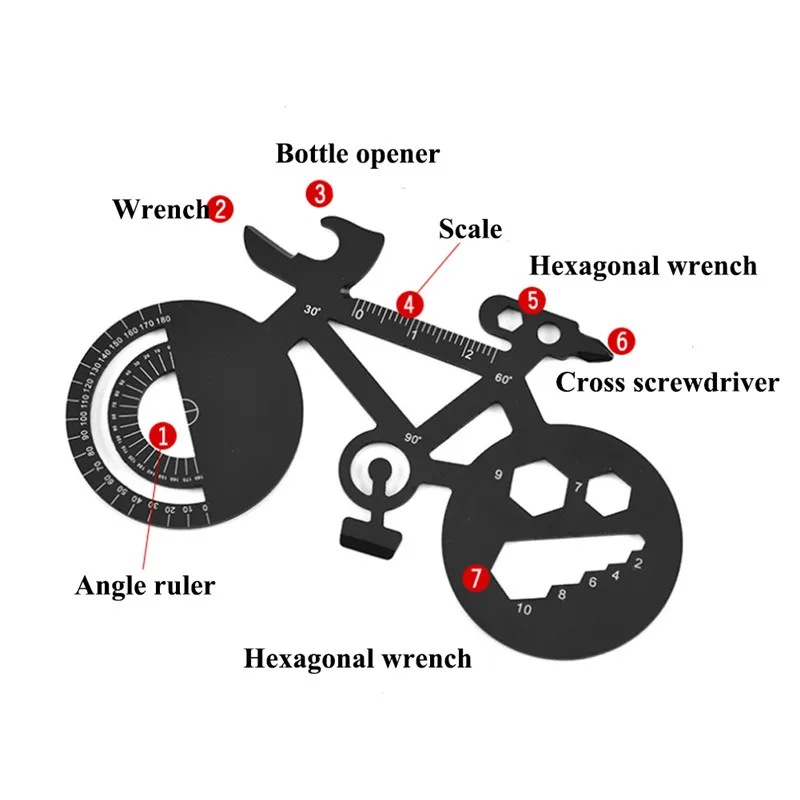 

Outdoor Multi-purpose Bicycle Repair Spokes Wrench Funny Bicycle Shape Wrench Mountain Bike Repair Tool Card Tool