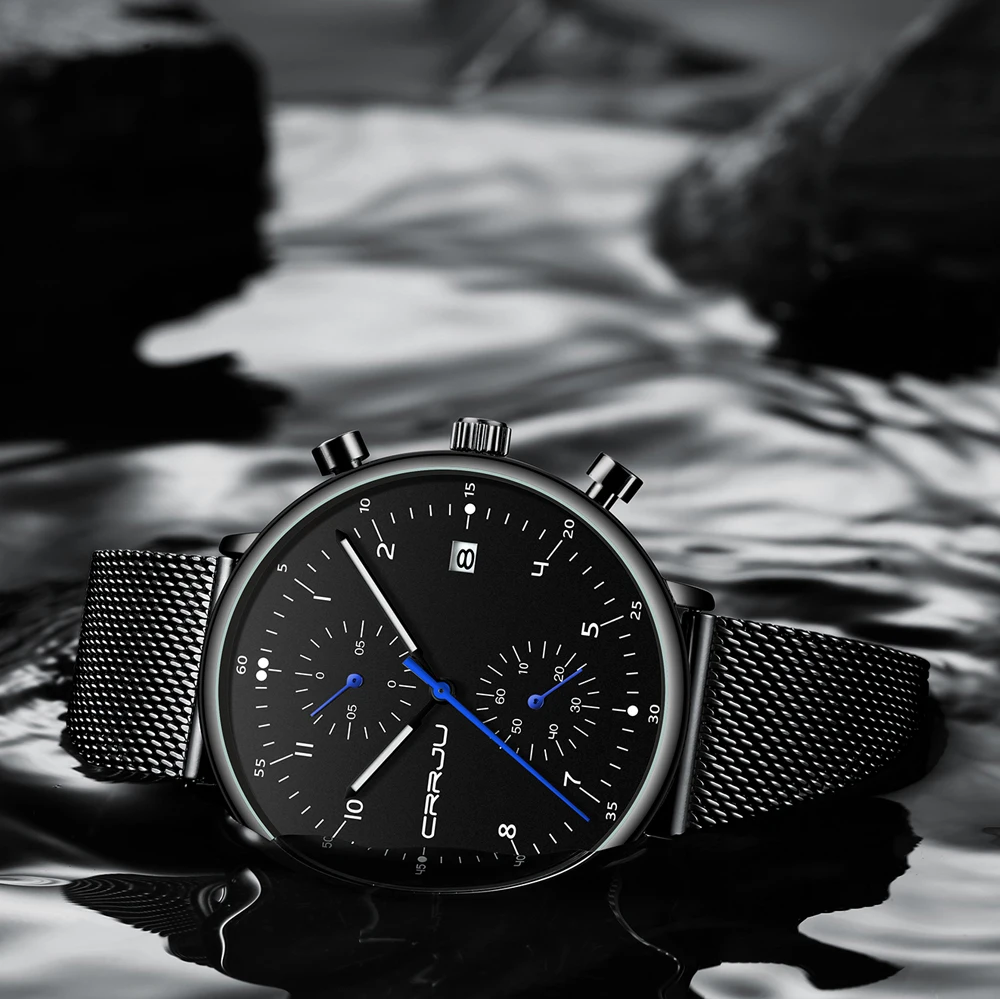CRRJU Топ люксовый бренд мужские деловые часы хронограф водонепроницаемые кварцевые наручные часы полностью стальные мужские часы Relogio Masculino