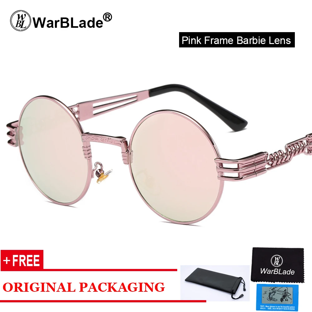 pink barbie Бренд WarBLade дизайнерские классические круглые очки с полароидным стеклом мужские винтажные очки в ретро стиле водительские солнцезащитные очки женские - Цвет линз: pink barbie