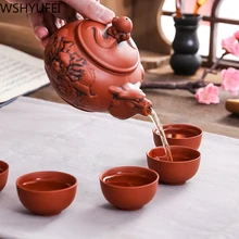 Yixing Zisha Чай комплект руды красота китайский чайный набор кунг-фу чайник Костюм черный чай, пуэр путешествия Чай комплект Офис чайный сервиз, кружка для вина