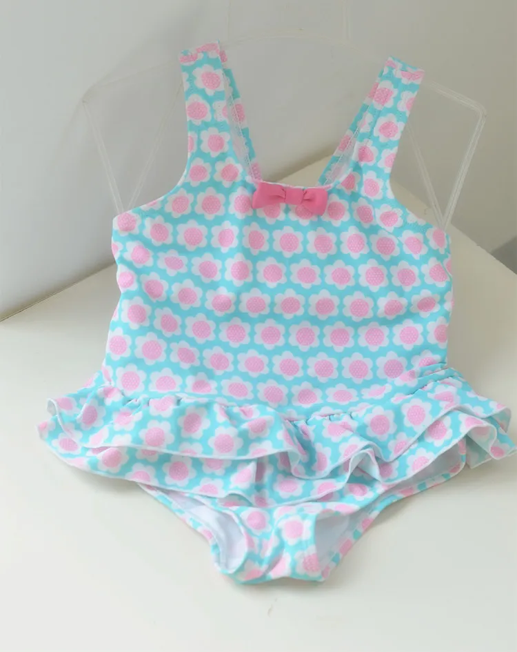 

Micro 2017 New Style Cute Baby Sweet Small Blue Flowers Bow Siamese Swimsuit