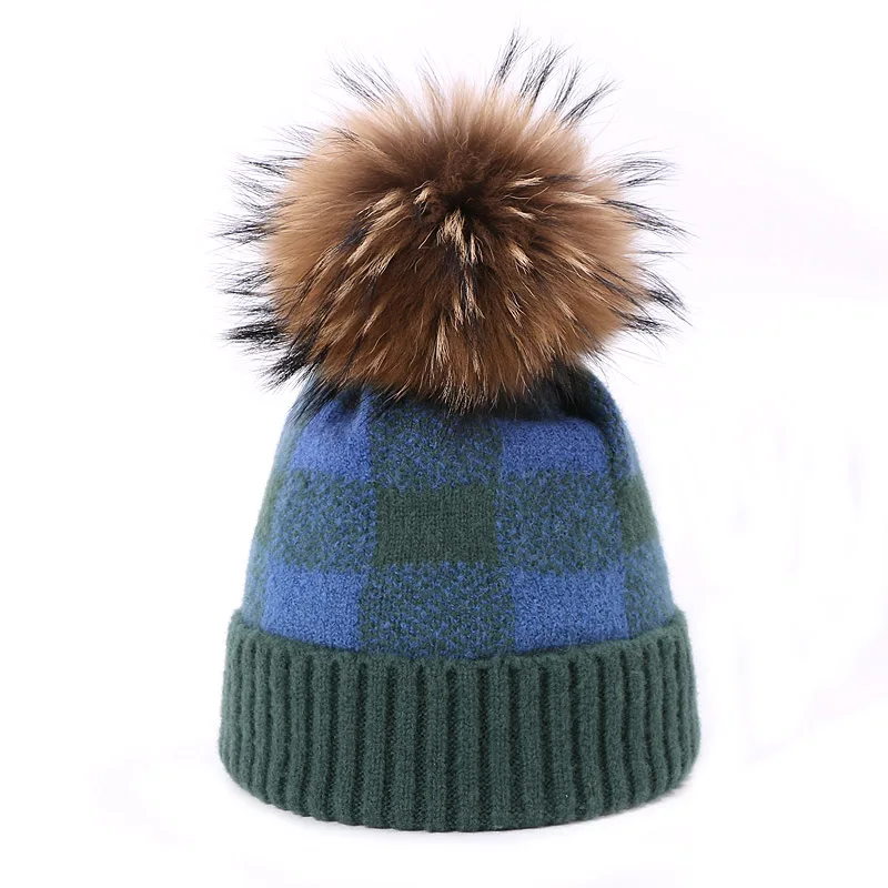 G Шапка с помпоном, женская шапка Skullies, шапка бини, вязаные осенние и зимние теплые шапки, комбинированные цветные шапки унисекс, уличная мода - Цвет: G
