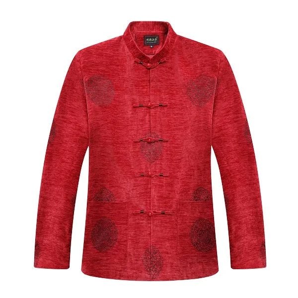 Red Top Only Шанхай история осень-зима из смешанного хлопка для девочек Китайская традиционная Униформа топ и рисунком «кунг-фу» куртка для Для мужчин - Цвет: Red Top Only
