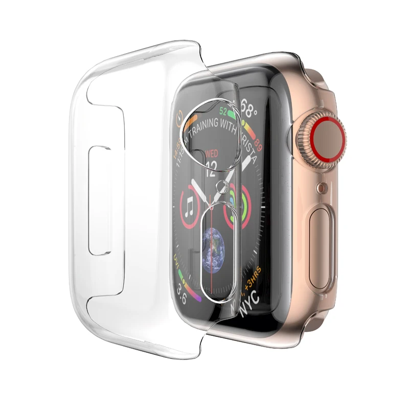 Чехол из поликарбоната для Apple Watch 5, 4, 3, защитный чехол для экрана 42 мм, 44 мм, 38 мм, 40 мм, ударопрочный защитный чехол - Цвет: transparent