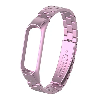 Pink Mi Band 4 ремни Безвинтовой браслет из нержавеющей стали для Xiaomi Mi Band 4 3 Mi3 Mi4 металлический браслет напульсники Pulseira Miband4 - Цвет: Pink