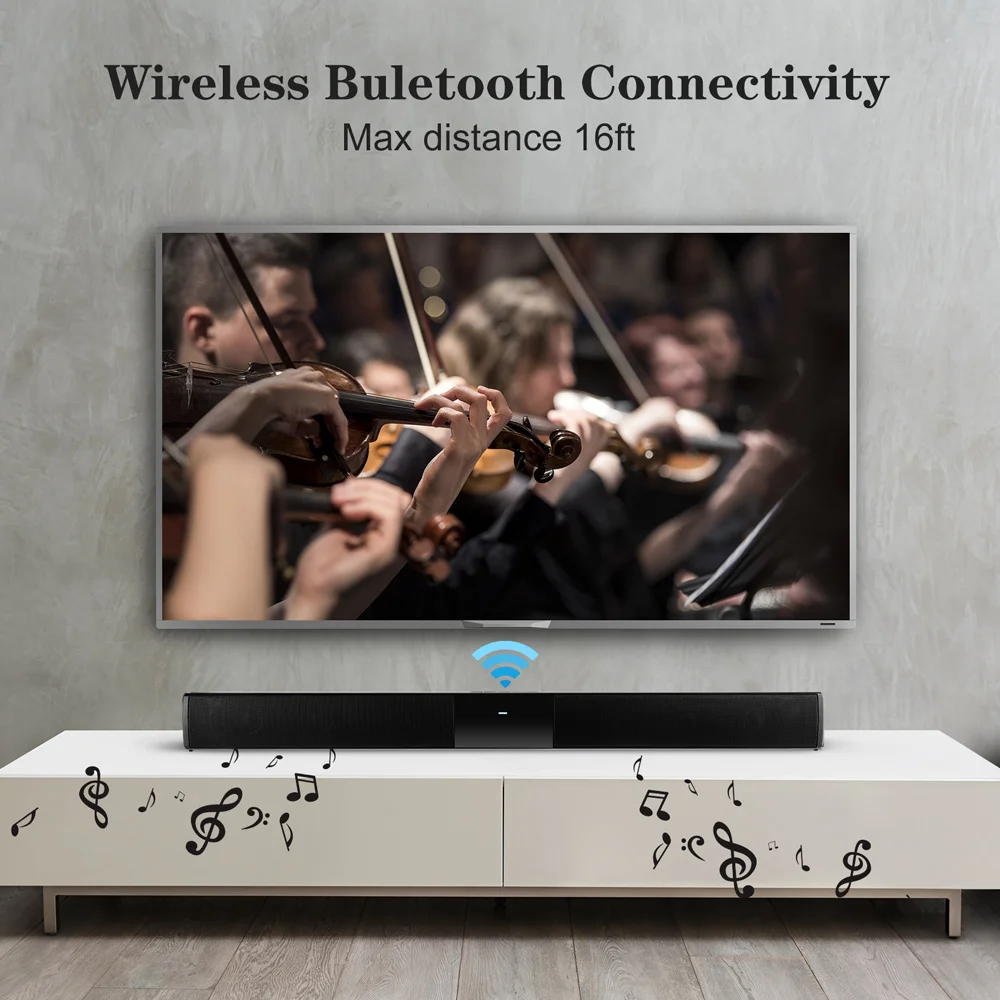 Soundbar tv portátil bluetooth-compatível barra de som