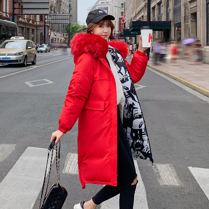 

Cotton-padded Clothes Women's 2019 Winter Korean-style New Style Mid-length Reversible Cotton Coat Women's Large Size Loose-Fit