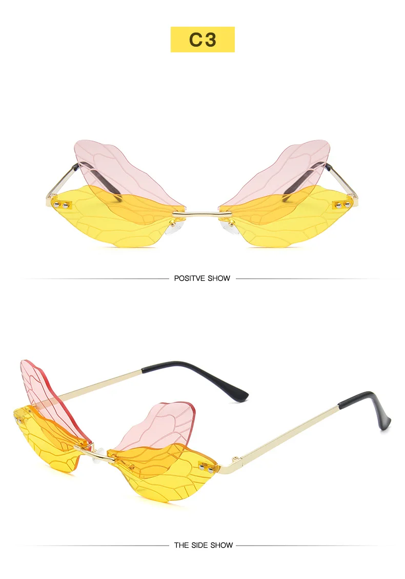 New Fashion Dragoy  Sunglasses Women Men Brand Design Rimless Wave Eyewear  Trending Narrow Sun glasses_voghion.com