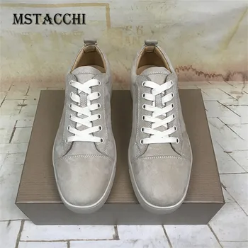 

MStacchi Classics Cow Suede Men's Casual Shoes Elegant Solid Color Breathable Wearproof Round Toe Cross-tied Male Jogging Shoes