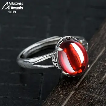 

10*14mm 6.18 Sale S925 Sterling Silver Australia Ruby Rings good taste Rings handicraft Gemstone Retro Chalcedony