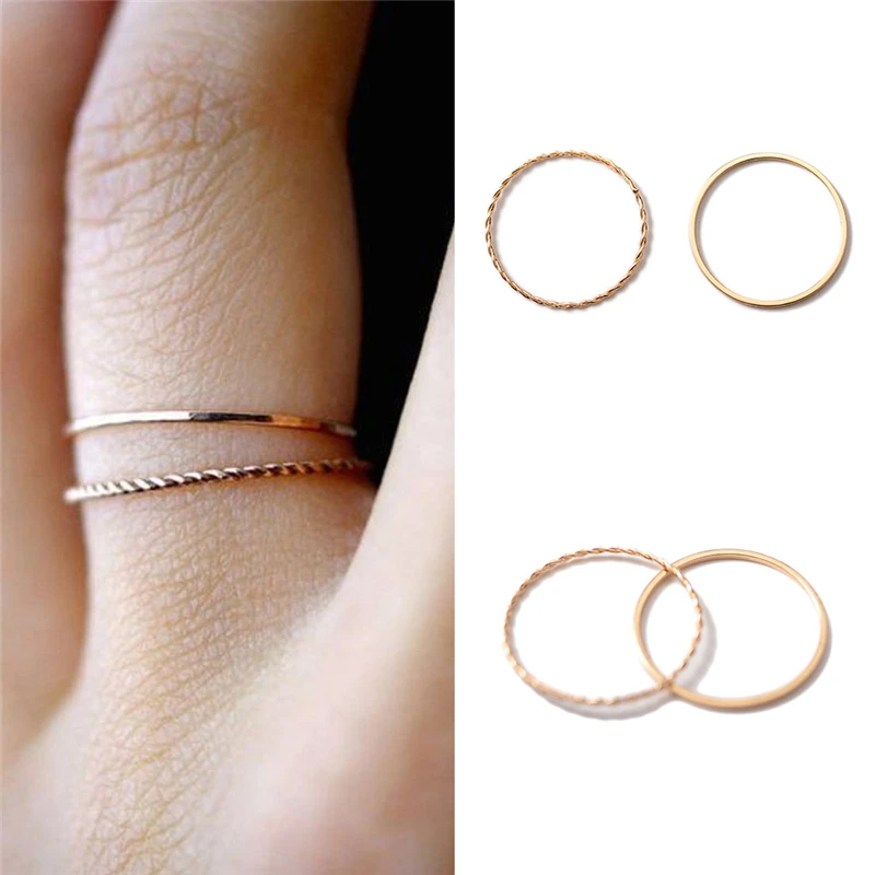 Тонкое тонкое розовое золото, набор колец на кастет, маленький палец, миди, простое кольцо на палец, дизайн, модное ювелирное изделие, кольца для женщин