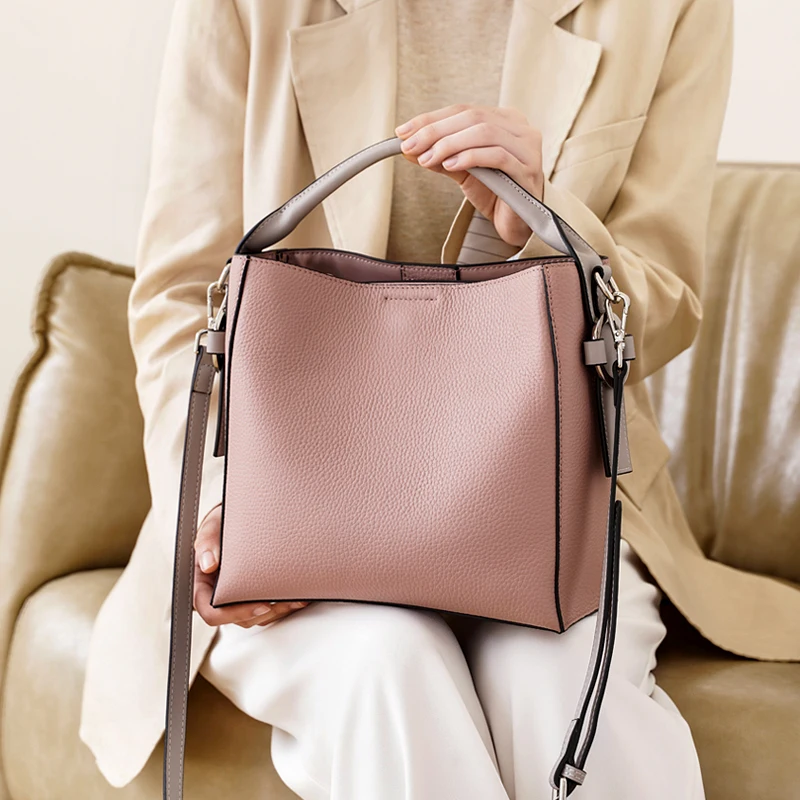 WOONAM Женская модная сумка Топ скрыть из натуральной телячьей кожи ведро сумка на плечо WB1055