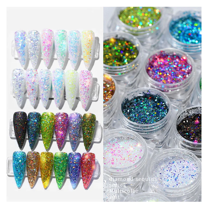 

Nail Sequins 3D Multicolor Glitter Sequins Nail Hexagon DIY Nail Sliders Dust For Art Decorations