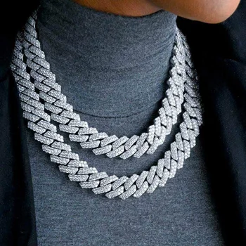 

14mm Rhombus Women's Hip Hop Chains Wholesale Trendy Femal Black Girl Rapper Rock Jewelry Necklace Bracelet Dropshipping