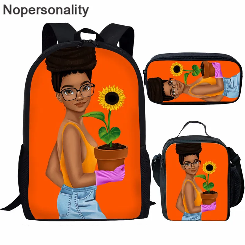 Сумка-книжка для девочек в африканском стиле с Черной Королевой Melanin Afro Art Lady американская школьная сумка, комплект для девочек-подростков, детский рюкзак - Цвет: Z5262CGK