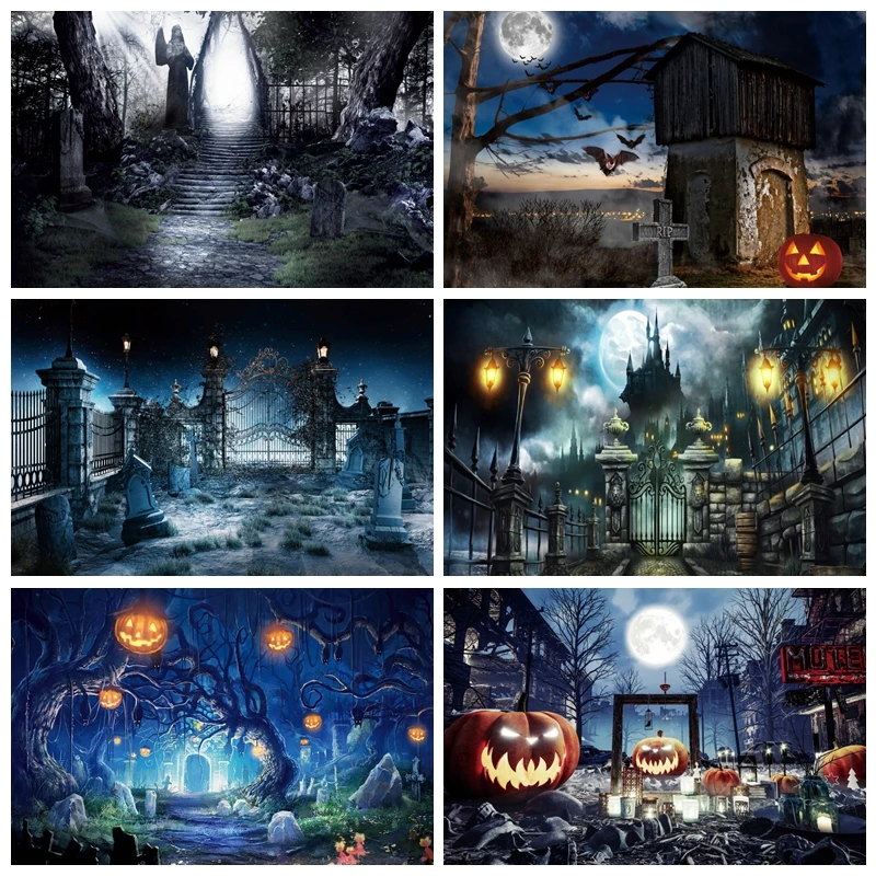 Фон для детской портретной фотосъемки на Хэллоуин замок гранж Декор вечерние фон