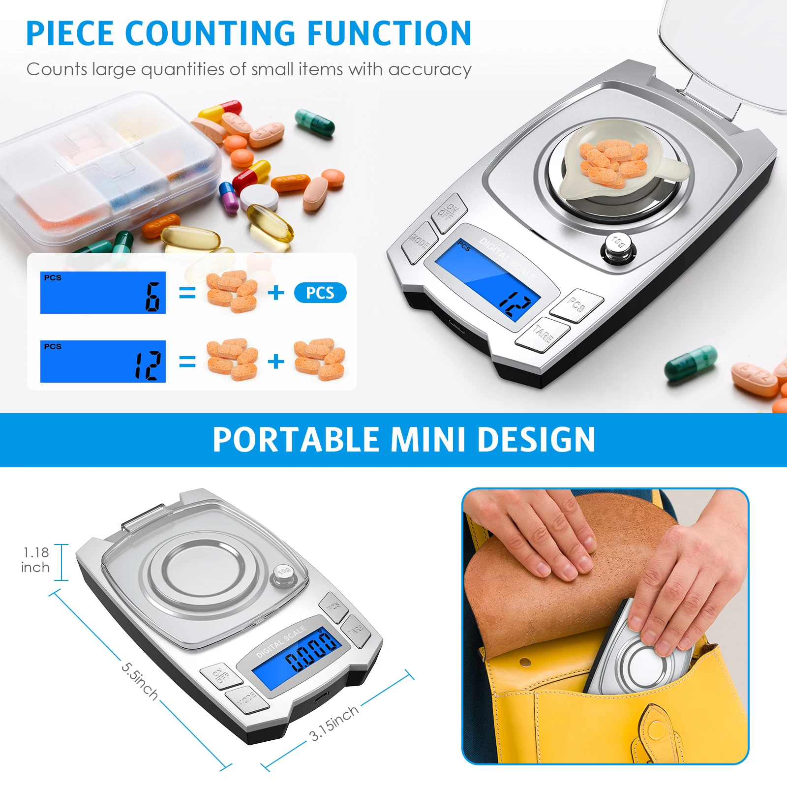 Mini Kitchen Electronic Scale 0.001g Pocket Electronic Scale Weighing Jewelry Scale Electronic Balance Scale Carat Scale - View #6