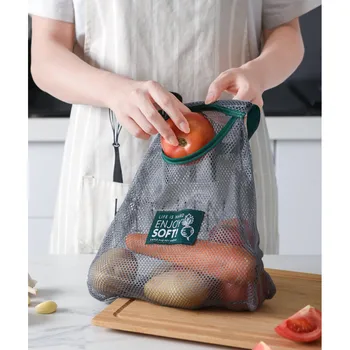 

Fruit Vegetable Garlic Onion Hanging Storage Bag Breathable Reusable Mesh Bags Organizer Home Kitchen Accessories Kitchen Storag