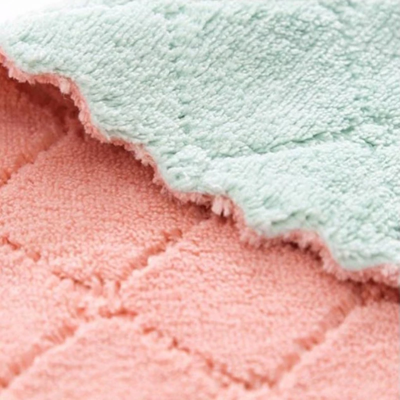 4pcs Clean Towels Microfiber Dishcloth Kitchen Accessories Double-sided Coral Fleece High Absorption Tableware Cloth Reusable