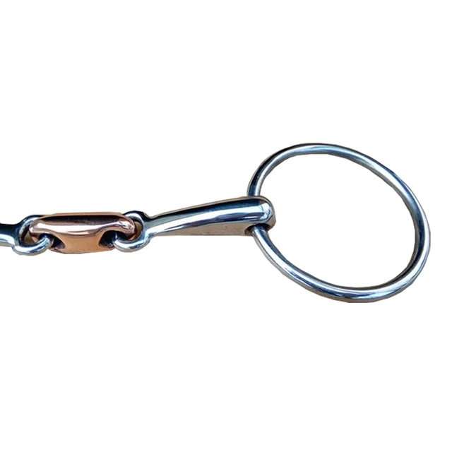Horse Product Stainless Steel Ring Snaffle Bit  Horse Bit  Horses Equipment Horse Snaffle Bits With Elliptical Copper Link 4