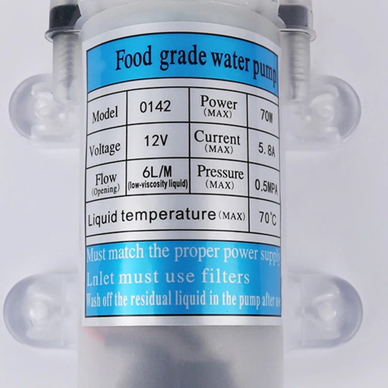 Dc 12 В 70 Вт пищевой самовсасывающий мембранный Водяной насос с переключателем мембранный Водяной насос 6л/мин самовсасывающий бустерный насос