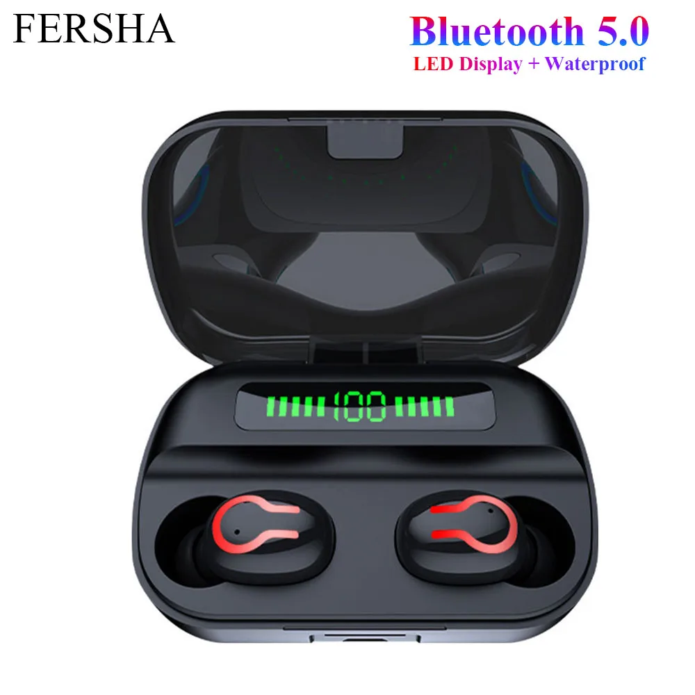 TWS Q82 светодиодный Bluetooth 5 0 наушники стерео беспроводные водонепроницаемые с