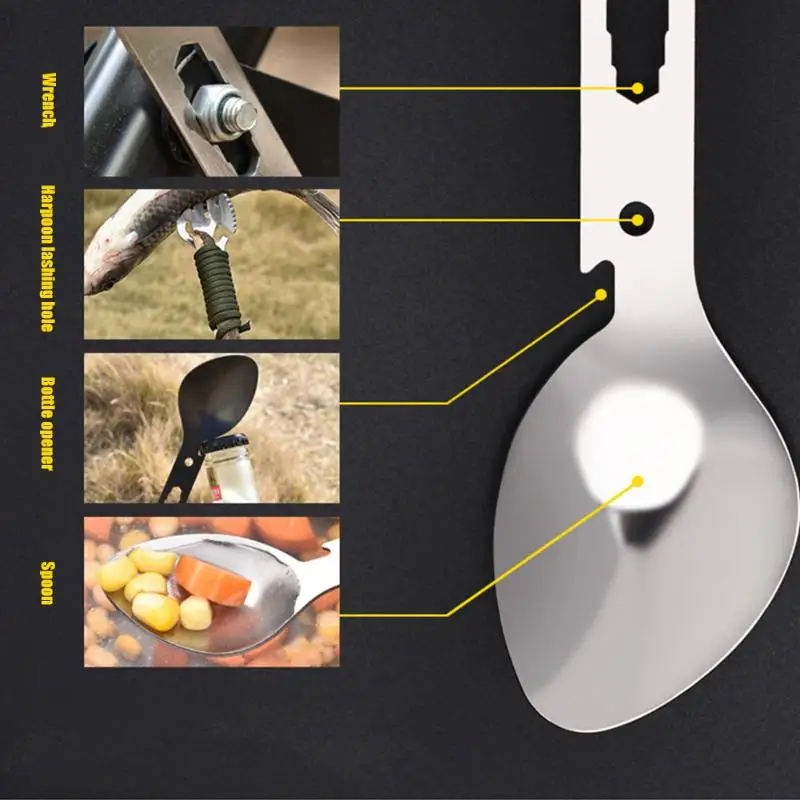 Многофункциональный из нержавеющей стали EDC Spork вилка ложка ключ для пикника