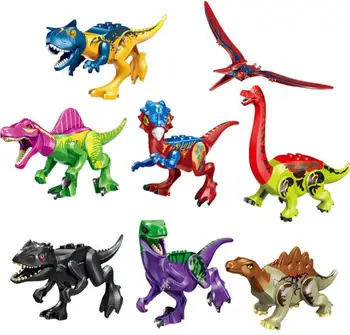 

8Pcs/lot Jurassic Radiation Alien Dinosaur Model Building Blocks Tyrannosaurus Pterosauria Bricks Toys Gift For Children