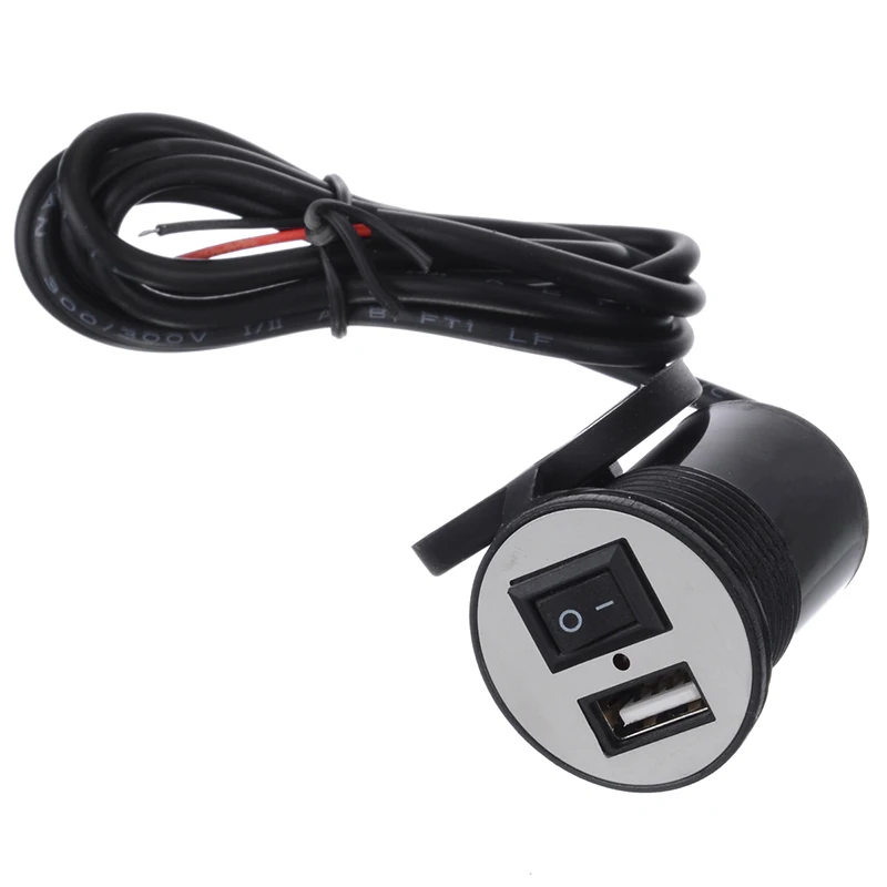 1pc Waterproof 12V Motorcycle Handlebar USB Phone Power Charger Outlet Socket With Switch LED Indication Light