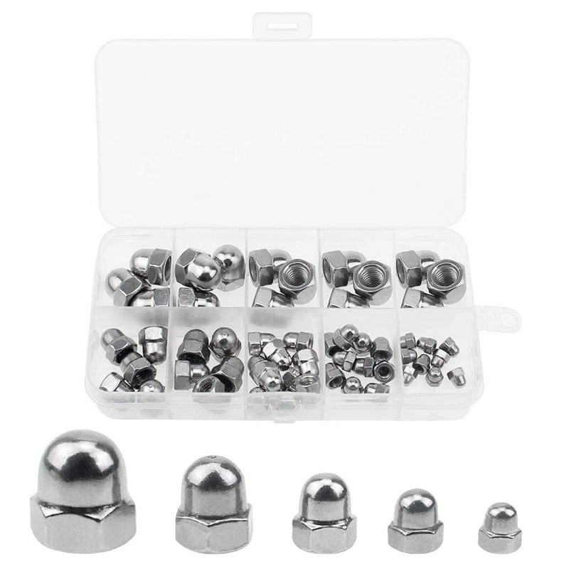Big Deal 95pcs Dome Hex Cap Nut Bolt M3 M4 M5 M6 M8 Stainless Steel Nuts Lock Nuts Round Fastening Nut Hexagon Domed Cap Nut Nut Bolt Sets Aliexpress