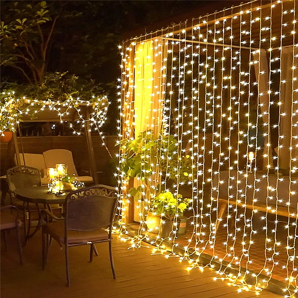 Filet lumineux à LED Guirlande Lumineuses Éclairage de Noël Rideau lumineux  intérieur extérieur Décoration 8 modes IP44 RGB 3x2M