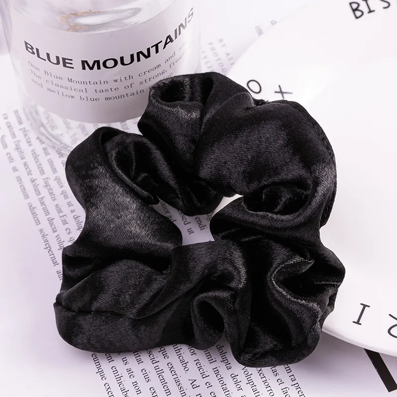 M MISM, женские элегантные однотонные шелковые резинки для волос, модные аксессуары для волос - Цвет: Black
