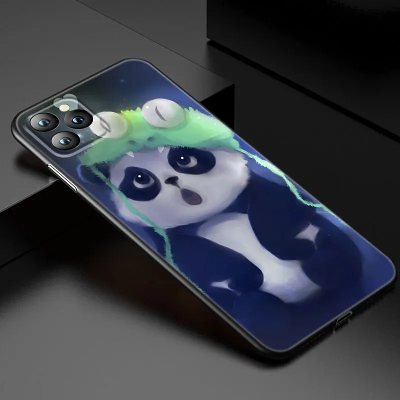 Cute Cartoon Panda Phone Case For Apple iPhone 13 12 Mini 11 Pro XS Max XR X 8 7 6S 6 Plus 5S 5 SE 2020 Soft TPU Black Cover- H3bf69b46a4934eb08e4b45e2970dfcdd0