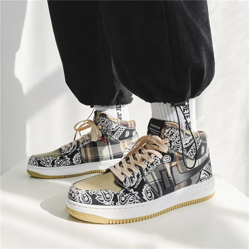 2021 Male Student New Trendy High-top Canvas Casual Flat Sport Shoes Autumn Men Waterproof Platform Running Vulcanized Sneakers |