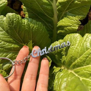 

Custom Name Keychains Old English Font Name Key Chain For Women Men Jewelry Bag Charm Customized Anti-lost Key Christmas