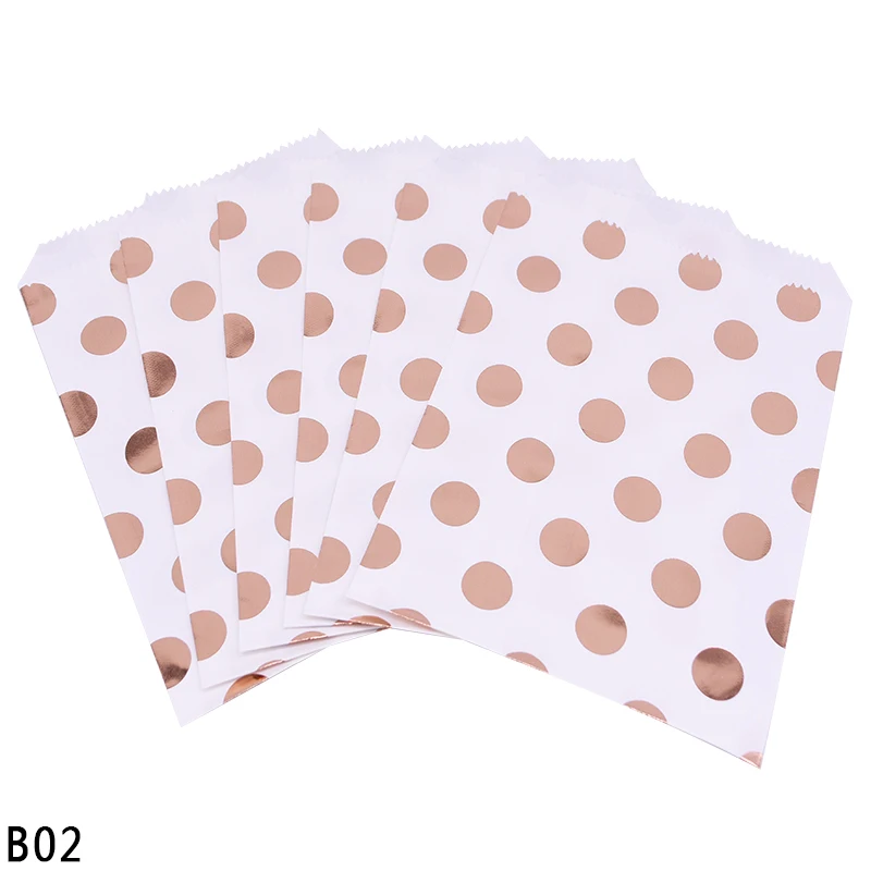 25pcs A02 25 шт. розовое золото крафт бумажный мешок горошек волна полоса конфеты хлебобулочные изделия сумки для DIY свадьбы День рождения подарок упаковка Deco питания - Цвет: 25pcs A02