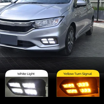 

CSCSNL 2Pcs LED DRL For Honda City 2017 2018 2019 LED Daytime Running Light daylight fog lamp cover with Yellow Turn Function