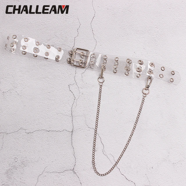 Girl Fashion Flower Metal Silver Buckle Pvc Clear Transparent Belt