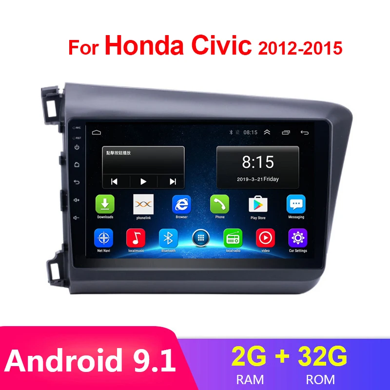Автомагнитола на Android 9 1 для Honda Civic 2012 2013-2015 &quot мультимедийный видеопроигрыватель
