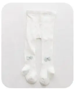 white Белые/черные/серые/розовые одноцветные колготки в полоску для малышей, милые Осенние Колготки с бантом из ленты для новорожденных, meia От 0 до 3 лет - Цвет: white