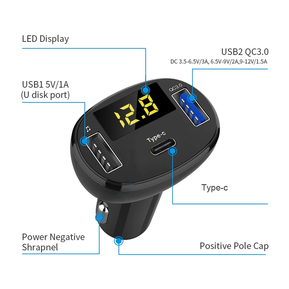 5 V/2.4A QC3.0 Dual USB быстрая зарядка автомобиля зарядное устройство для Зарядное устройство Прикуриватель разъем адаптера Универсальное автомобильное USB Зарядное устройство AC/DC 12 V-24 V