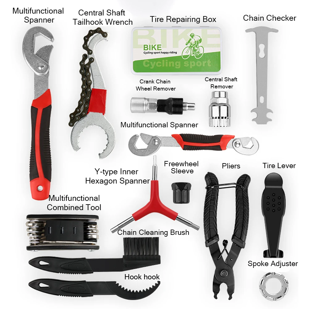 

Bike Accessories Mountain Bicycle Repair Tool Bag Multi-function Folding Tire Repair Kits Multifunctional Kit Set For Bicycle