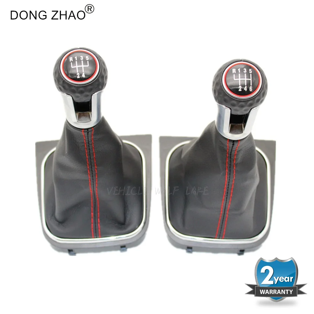 Car 5/6 Speed Car Gear Stick Level Shift Knob With Leather Boot For Vw