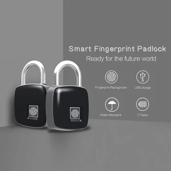 

Hot Sale Small Portable Waterproof USB Rechargeable Bluetooth Quick Unlock Security Smart Fingerprint Lock Electronic Padlock