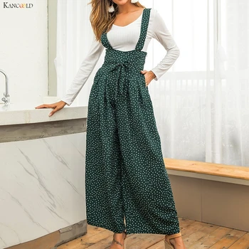

KANCOOLD pants Women Casual Point Print Hight Waist Zipper Bow Pockets Loose Long Pants Rompers fashion new pants women 2019Oct7