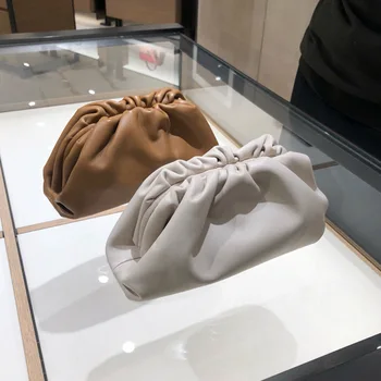 

Fashion Famous Luxury Brand Style Women Bags Cloud Bag Solid Handbag soft Genuine Leather Day Clutch Cowhide Hobo casual Pouch