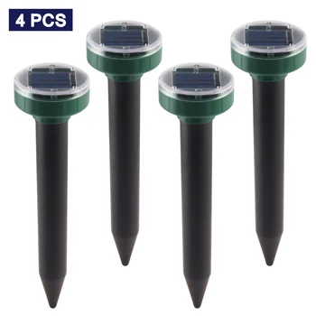 

4pcs Solar Powered Ultrasonic Sonic Mouse Mole Pest Rodent Repeller Repellent Yard LED Light Repeller Outdoor Lamp Yard Garden