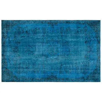 

Handmade Turquoise Vintage Overdyed Turkish Area Rug 166x262 Cm-5'5''X8'7''
