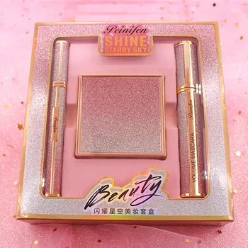 

chaplet fen Stars Shining Beauty Set Eyeliner Four Grids Face Powder Mascara Beginners Makeup Gift Box