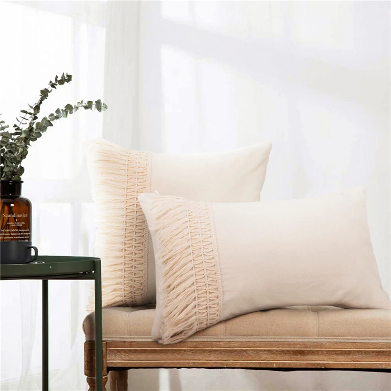 

Pillow Covers Bohemain Decorative Square/ Rectangular Cushion Covers with Tassels for Sofa Bed Couch Car